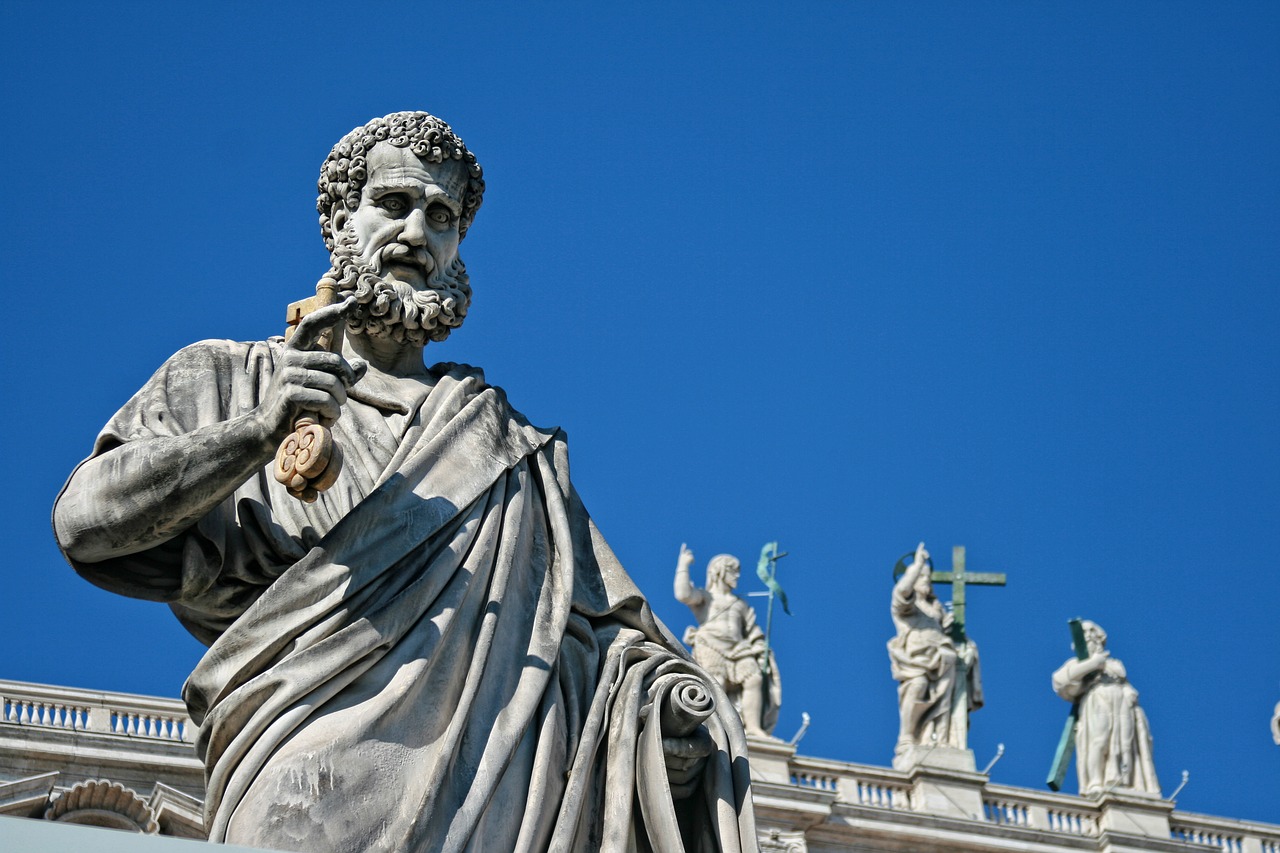 A close-up view of one of the statues in the Vatican